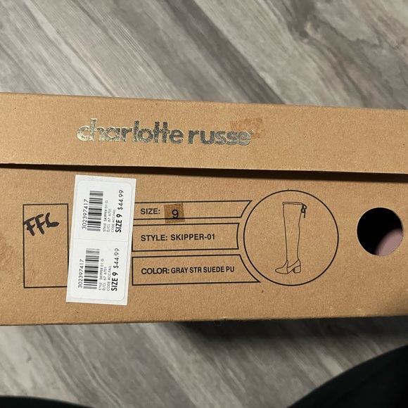 Grey Over-The-Knee Heeled Boots - Picture 3 of 4